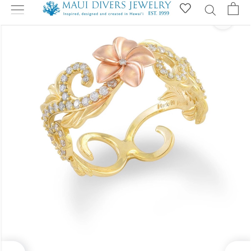 14k Two Tone Gold Hawaiian Ring